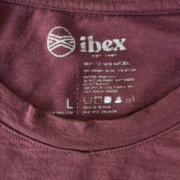 Ibex Merino Shirt Mens Merino Wool Base Layer sz L  Long Sleeve Maroon Crew Neck - Picture 2 of 5